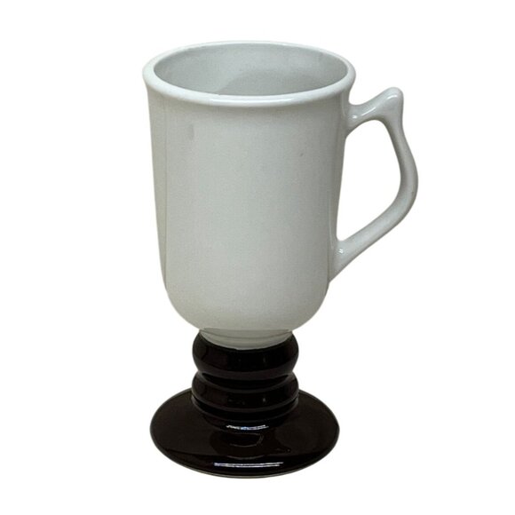 Four Hall Pottery Ivory Brown Irish Coffee Pedestal Mugs - Picture 2 of 8